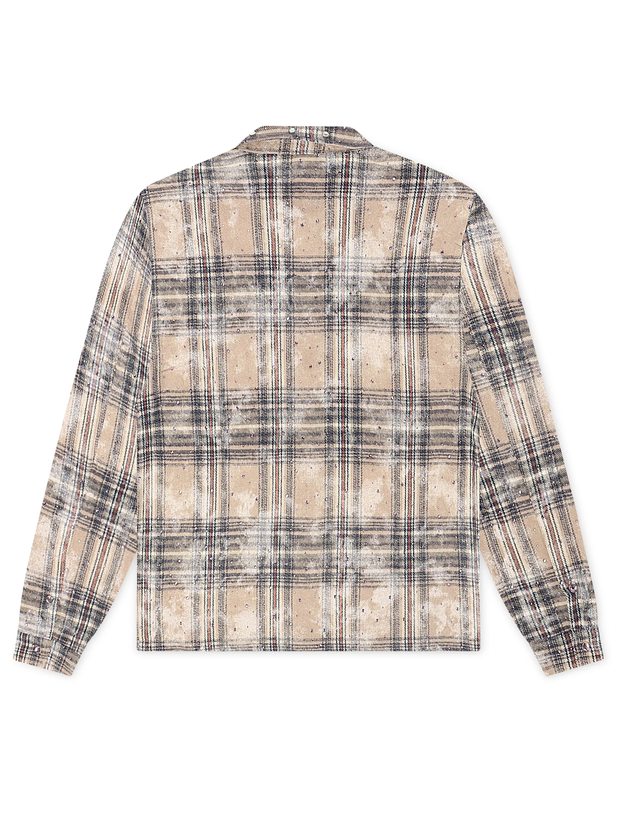 Rebel Denim Rhinestone Flannel - Grey